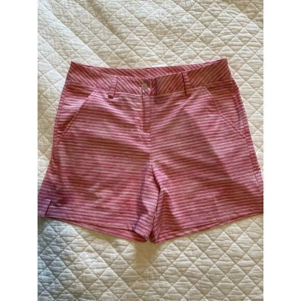 Puma Pink Striped Shorts Womens Size 0 Stretch Chino Casual‎ Golf Golfer Logo